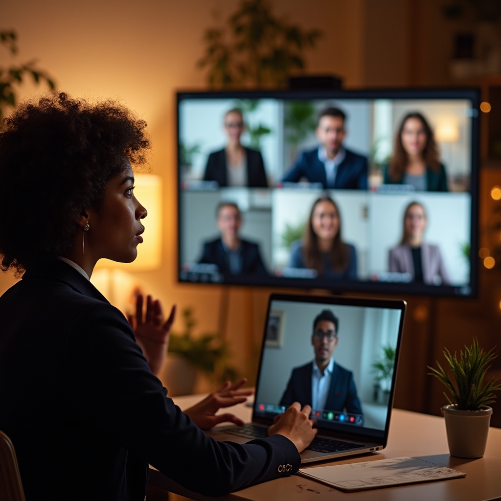 Kleine Gruppe in einer Videokonferenz während einer Online-Schulung